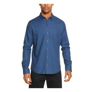 DKNY Mens Blue Long Sleeve Button Down Shirt, Slim Fit Size L, 16 1/2, 32/33